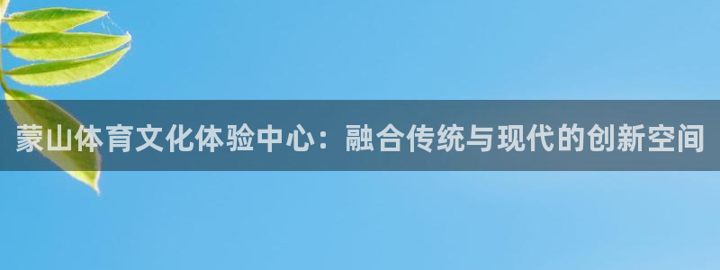 678体育官网：蒙山体育文化体验中心：融合传统与现代的创新空间